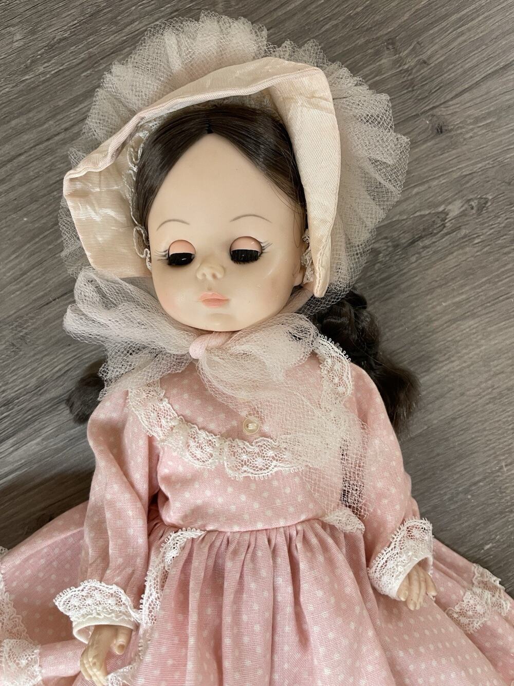Vintage Madame Alexander 14" Rebecca Doll #1585 - Pink Polka Dot Dress & Bonnet